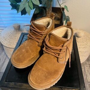UGG Brown Suede Ankle Boots with Fur Lining